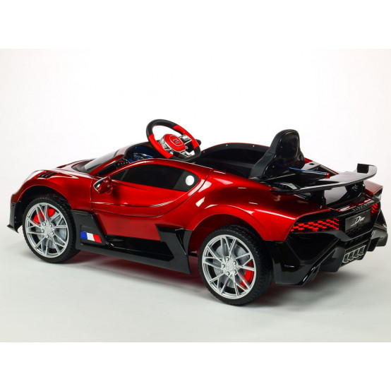 Licenční sporťák Bugatti Divo s 2.4G DO, EVA koly, koženou sedačkou a odpružením, VÍNOVÉ LAKOVANÉ